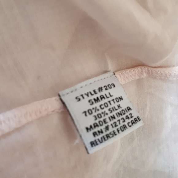Beyond Vintage Cotton Silk Pink Peasant Blouse Sm - Picture 6 of 6